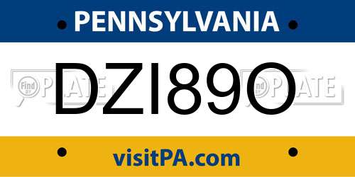 DZI89O Pennsylvania License Plate