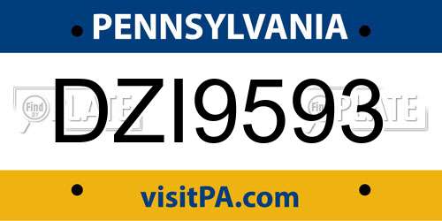 DZI9593 Pennsylvania License Plate