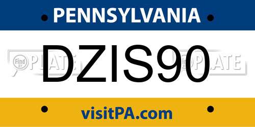 DZIS90 Pennsylvania License Plate