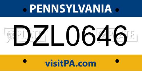DZL0646 Pennsylvania License Plate