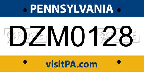 DZM0128 Pennsylvania License Plate
