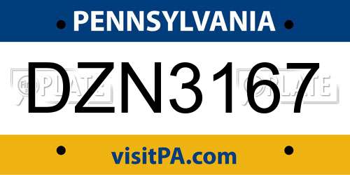 DZN3167 Pennsylvania License Plate