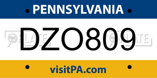 DZO809 Pennsylvania License Plate