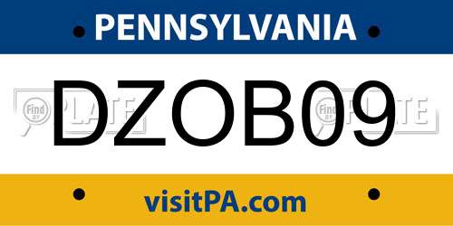 DZOB09 Pennsylvania License Plate