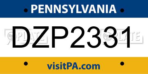 DZP2331 Pennsylvania License Plate