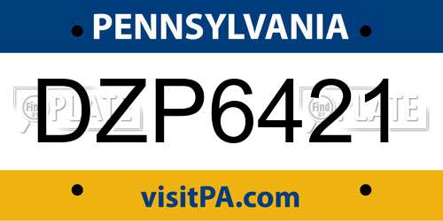 DZP6421 Pennsylvania License Plate