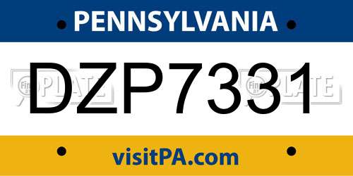 DZP7331 Pennsylvania License Plate