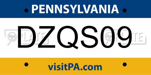 DZQS09 Pennsylvania License Plate