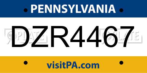 DZR4467 Pennsylvania License Plate