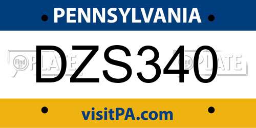 DZS340 Pennsylvania License Plate