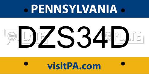 DZS34D Pennsylvania License Plate