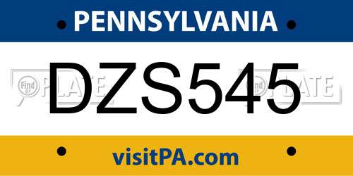 DZS545 Pennsylvania License Plate