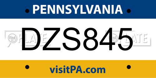 DZS845 Pennsylvania License Plate
