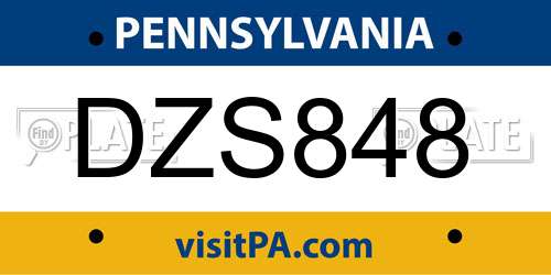 DZS848 Pennsylvania License Plate