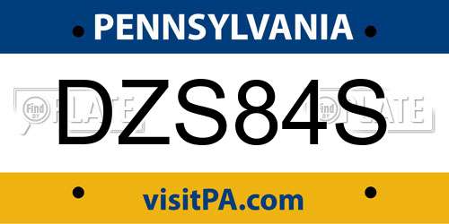 DZS84S Pennsylvania License Plate
