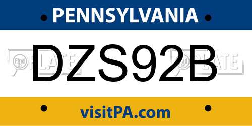 DZS92B Pennsylvania License Plate