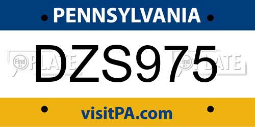 DZS975 Pennsylvania License Plate