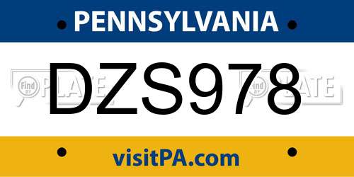 DZS978 Pennsylvania License Plate