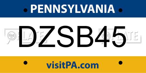 DZSB45 Pennsylvania License Plate
