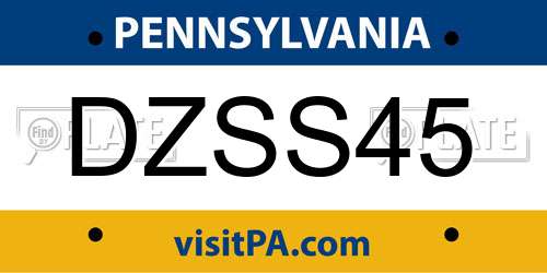 DZSS45 Pennsylvania License Plate