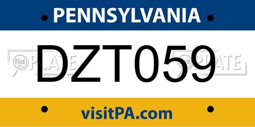 DZT059 Pennsylvania License Plate