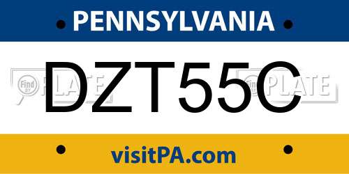 DZT55C Pennsylvania License Plate