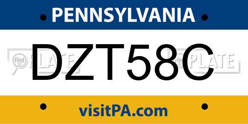 DZT58C Pennsylvania License Plate