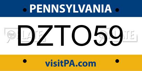 DZTO59 Pennsylvania License Plate