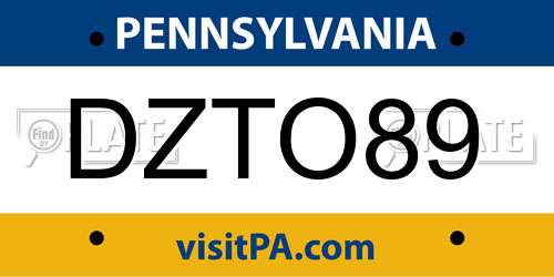DZTO89 Pennsylvania License Plate