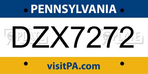 DZX7272 Pennsylvania License Plate