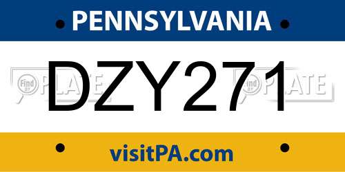 DZY271 Pennsylvania License Plate