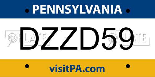 DZZD59 Pennsylvania License Plate