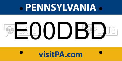 E00DBD Pennsylvania License Plate