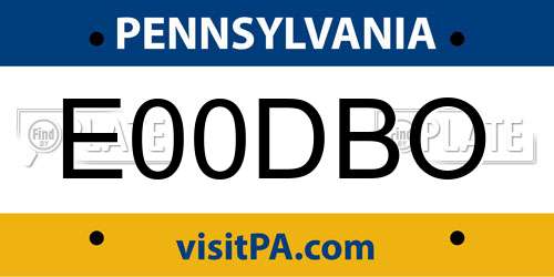 E00DBO Pennsylvania License Plate