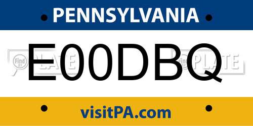 E00DBQ Pennsylvania License Plate
