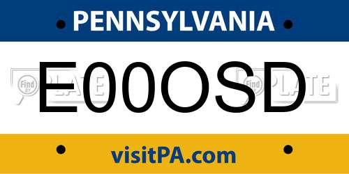 E00OSD Pennsylvania License Plate