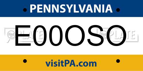 E00OSO Pennsylvania License Plate