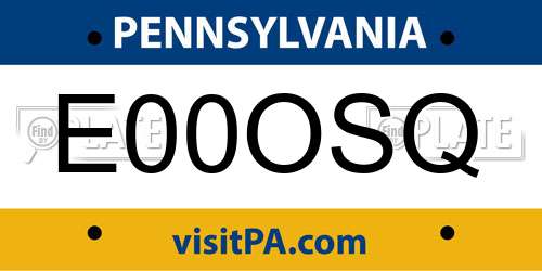 E00OSQ Pennsylvania License Plate