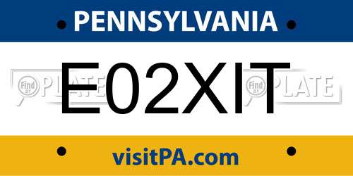 E02XIT Pennsylvania License Plate