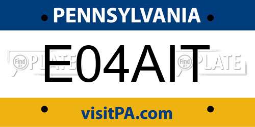 E04AIT Pennsylvania License Plate