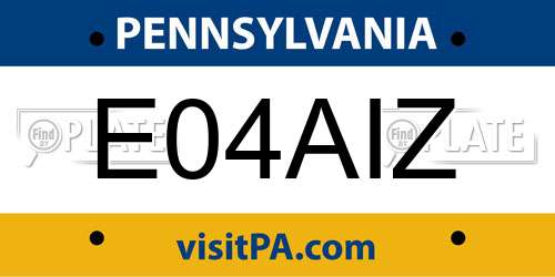 E04AIZ Pennsylvania License Plate