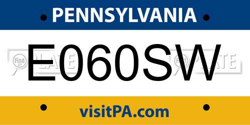 E060SW Pennsylvania License Plate