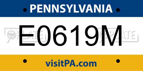 E0619M Pennsylvania License Plate