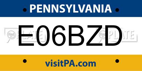 E06BZD Pennsylvania License Plate