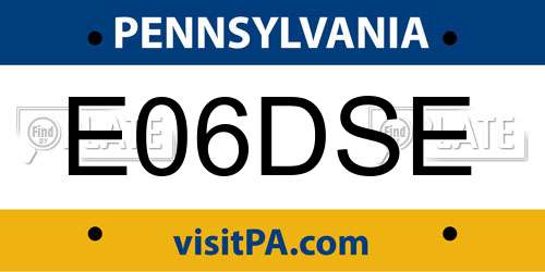E06DSE Pennsylvania License Plate