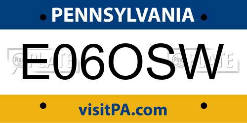 E06OSW Pennsylvania License Plate