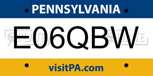 E06QBW Pennsylvania License Plate