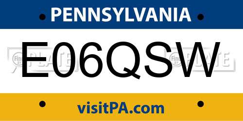 E06QSW Pennsylvania License Plate
