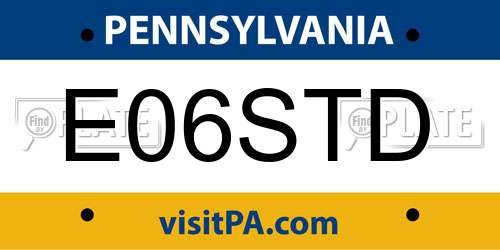 E06STD Pennsylvania License Plate