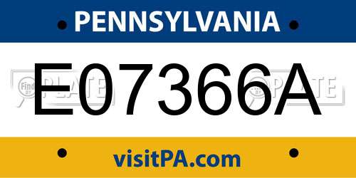 E07366A Pennsylvania License Plate